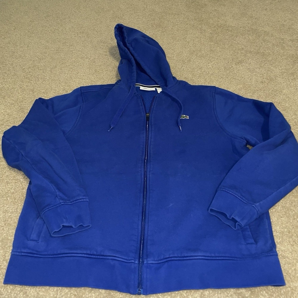 Lacoste Sport Mens Royal Blue Full Zip Fleece Hoodie Sweatshirt Size XXL FR 7